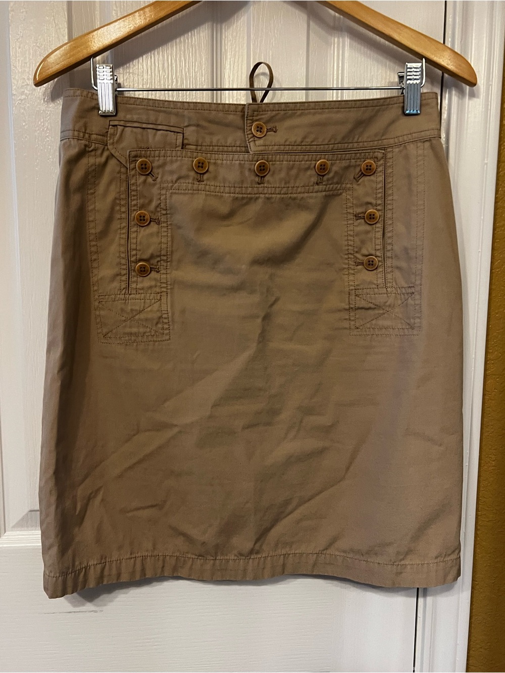 Lauren Ralph Lauren Tan Button-Front Utility Skirt with Lace-Up Back – Size 6